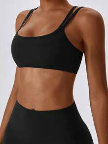 SHEIN Sport Studio Women's Seamless Solid Color Simple Summer Sports Bra (4pcs Set)