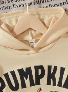Sudadera con capucha minimalista de manga larga con estampado de letras para niñas adolescentes
