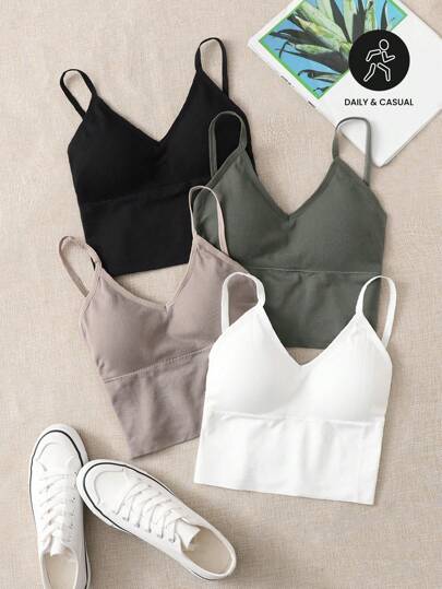 4 pezzi Reggiseni sportivi supporto medio senza cuciture