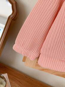 SHEIN Baby Girls' Jacquard Collared Jacquard Bomber Jacket With Handbag, Spring Autumn - Pink - View 4