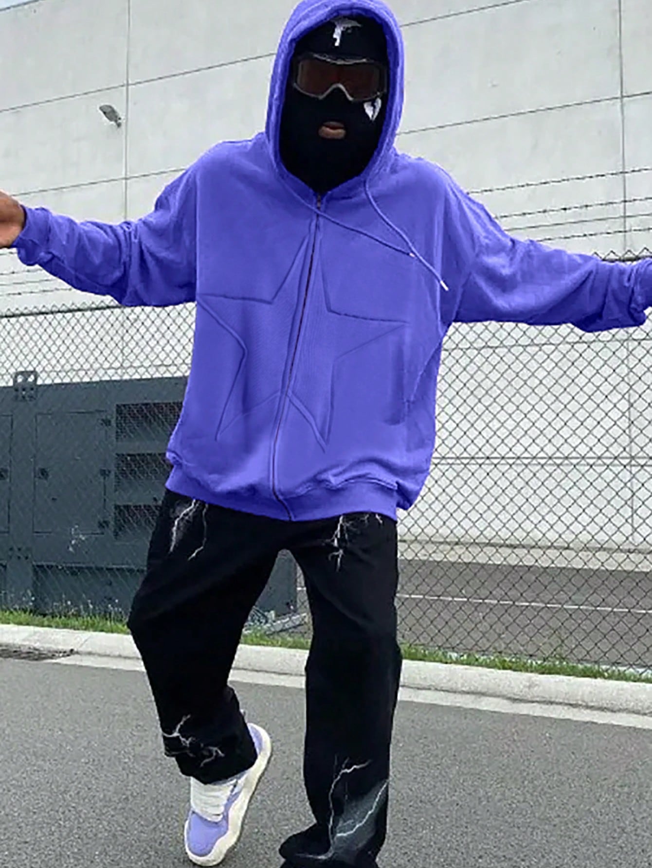 Manfinity Dauomo Plus Size Men's Casual Hoodie With Star Pattern, Zipper Closure And Drawstring Design, Spring And Autumn