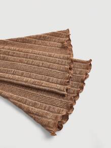 SHEIN MOD 喇叭袖垂领褶饰系带后背不对称下摆 T 恤 - 咖啡棕 - 查看 4