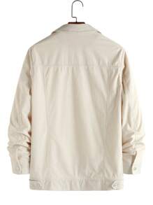 Manfinity Homme Men's Button Front Pocket Long Sleeve Minimalist Casual Jacket , Corduroy - Apricot - View 2