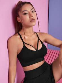 Easithlete Solid Harness Sports Bra - Black - View 4