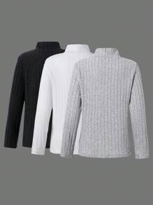 3 件装青少年男孩休闲基本款高领针织 T 恤 - 彩色 - 查看 2