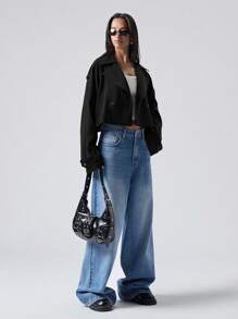 LYSMO 1 pieza Abrigo casual con botones de unicolor y mangas largas para mujer
