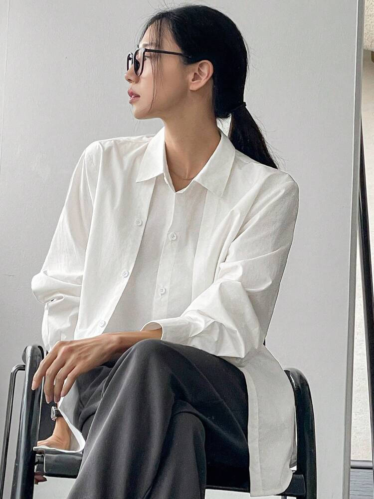 Women's Spring & Summer Casual Commuting 2 In 1 Long Sleeve Shirt Business Casual Woman Work Clothes