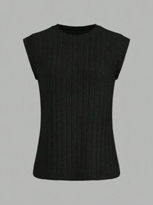 SHEIN LUNE Juego de 3 camisetas de mujer de cuello en V acanalado desgastado en negro, gris, blanco - Multicolor - Ver 3