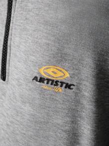 SHEIN 青少年女孩时尚休闲复古图案连帽运动衫，正面带拉链，适合上学、户外、露营、秋冬季 - 淺灰色 - 查看 8