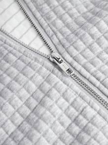 SHEIN 少女秋季休闲 3 件套：混色灰色纹理针织连帽运动衫、背心和短裤 - 灰色 - 查看 7