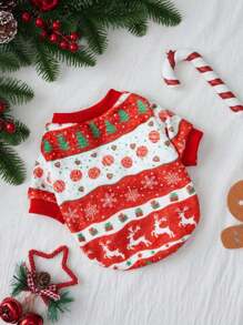 Polina Brazil Artist 1 件 Kawaii 圣诞法兰绒条纹可爱印花宠物运动衫，节日，新年 - 彩色 - 查看 8