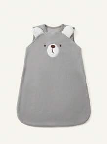 Cozy Pixies 1pc Soft & Comfortable Spring/Summer Embroidered Bear Sherpa Sleeping Bag - Grey - View 10