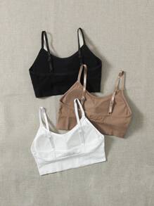 SHEIN Sport Studio 3pcs Solid Sports Bra
