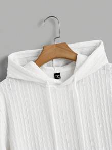 Manfinity VCAY 2 Stück Herren gestrickter, lässiger, weiter Hoodie Sweatshirt mit Dropshoulder und Taschenhose Set, geeignet für den Herbst - Weiss - Übersicht 8