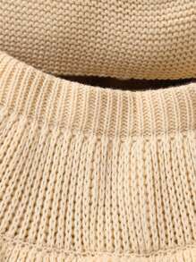 女宝宝秋冬蝴蝶结针织围巾毛衣和针织裙可爱 2 件套 - 米色 - 查看 6