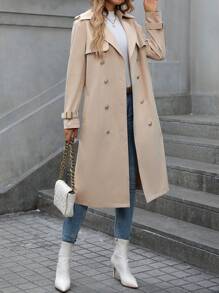 Chiquease Women's British Style Double-Breasted Mid-Length Trench Coat - Khaki - View 6