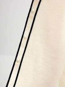 BizChic Women's Elegant Striped Long Sleeve Casual Cardigan, Versatile Christmas Blouse, All-Match Business Casual Knit Sweater For Autumn/Winter - Beige - View 9