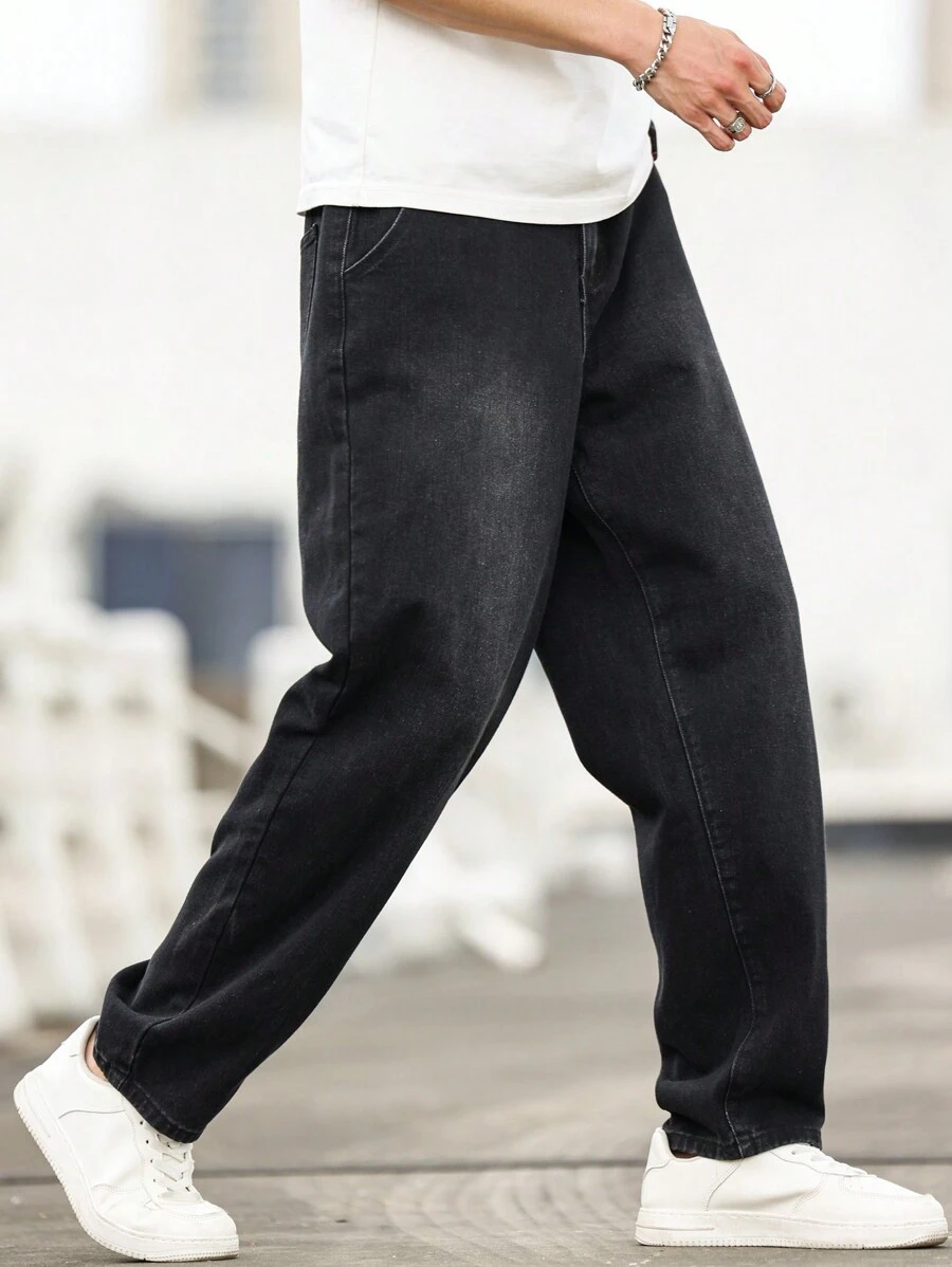 Manfinity Hypemode Quần Jeans Baggy Túi Ống côn Thường Ngày Đa Năng Cho Nam - màu đen - Xem 1