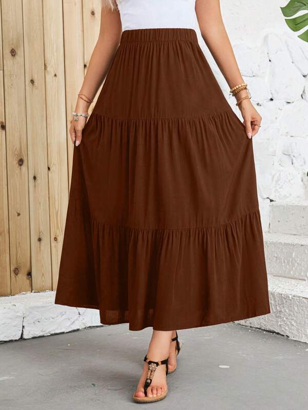 EMERY ROSE Women's Solid Color Minimalist Pleated Skirt, Casual Vacation
