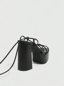 CUCCOO SZL 女士时尚百搭纯色高跟凉鞋