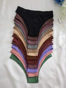 12pcs Seamless Knitted Thong Panties For Women, Multicolor - Multicolor - View 4
