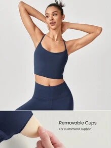 GLOWMODE FeatherFit™ Move On Pleated Sports Bra - Dark Blue - View 2