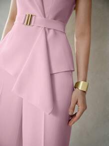 MOTF PREMIUM 纯色尖领扣带轻质背心 - 粉色 - 查看 2