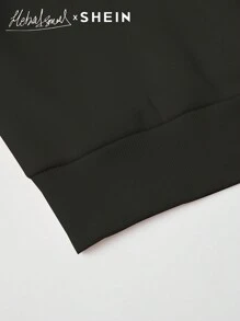 Mulvari Sudadera de cuello redondo de manga larga con estampado minimalista para mujer, conjunto de blusa informal y cómoda