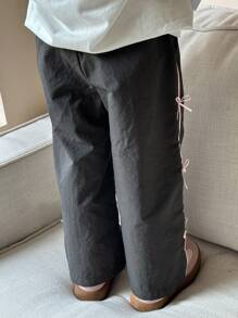 DAZY 小女孩蝴蝶装饰拼色裤子