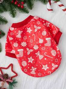 Hanes space 艺术家 1 件圣诞印花红色羊毛保暖宠物运动衫，节日，新年 - 彩色 - 查看 2