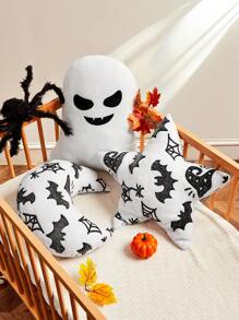 1 buah Bantal Lempar Berbentuk Bintang Mewah yang Bercahaya dalam Gelap untuk Pesta Halloween Anak-anak - Hitam dan Putih - View 2