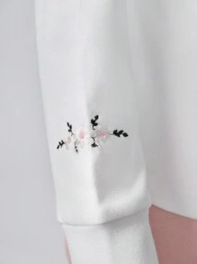 SHEIN Áo khoác lót lông cừu mềm mại thời trang ngoài trời cho bé gái tuổi teen, thu/đông, cổ đứng kéo khóa nửa - trắng - Xem 5