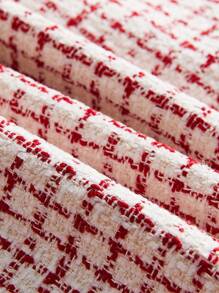 BizChic Red Plaid Fitted Opened Front Top Fall Outfits - Red and White - View 4