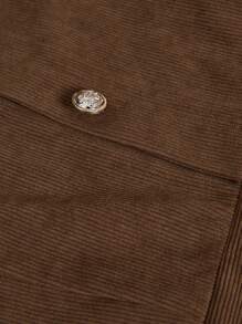 SHEIN Clasi 女式 V 领无袖前扣简约短款休闲连衣裙 - 咖啡棕 - 查看 3