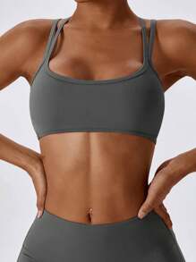SHEIN Sport Studio Women's Seamless Solid Color Simple Summer Sports Bra (4pcs Set)