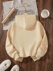Sudadera con capucha minimalista de manga larga con estampado de letras para niñas adolescentes