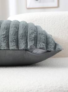 1 funda de almohada de peluche gris, funda de cojín cuadrada, decoración de almohada para el hogar en días festivos, tela suave y cómoda esponjosa, decoración moderna para sofá, adecuada para el hogar, dormitorio, uso en dormitorio, sin relleno de almohada, decoración de sala de estar de otoño, regalo navideño - Gris - Ver 3