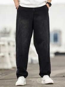 Manfinity Hypemode Quần Jeans Baggy Túi Ống côn Thường Ngày Đa Năng Cho Nam - màu đen - Xem 6