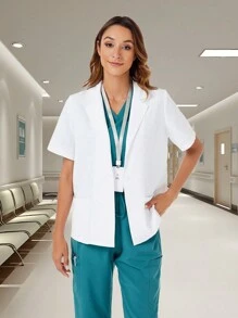 Bata de enfermera para laboratorio con traje de manga corta - Blanco - Ver 1