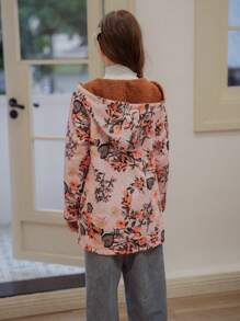 Áo khoác dài tay in hoa cho bé gái tuổi mới lớn, Thu/Đông - Cà phê nâu - Xem 2