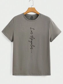 Manfinity LEGND 2pcs Men's Grey Top Black Bottom Short Sleeve Shorts Outfit Set - Multicolor - View 3