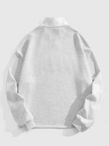 Manfinity VCAY Men's Stand Collar Loose Knit Long Sleeve Pullover Sweatshirt, For Fall Winter - Grey - View 2