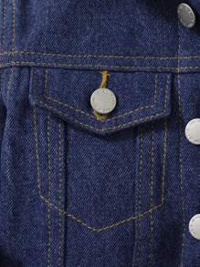 SHEIN 男婴休闲柔软可爱配色仿旧洗水蓝色牛仔保暖内衬泰迪夹克，适合男婴秋冬装