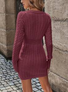 EMERY ROSE Solid Color Slim Fit Knitted Sweater Dress, Spring And Autumn Fall Winter Cloth For Women