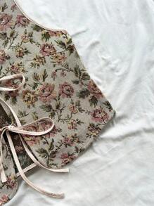 Soleia Damtopp med texturerat blommönster och knytband framtill, modern för höst- och vinterkläder - Multifärgad - Visa 3