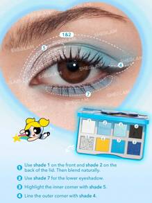 The Powerpuff Girls X SHEGLAM 教女孩眼影盤-歡樂與歡笑 閃亮霧面眼影盤 藍色 均勻著色 順滑易暈染眼影 品牌 美容 化妝 化妝品 適合女性與女孩 完美搭配冬季 Y2K 時尚 流行 生日禮物 假期 派對準備就緒 最佳顏色