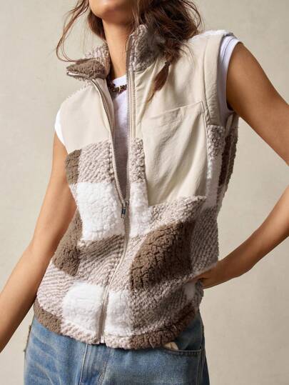 Bohemela Vacation Solid Color Woven Sleeveless Turtleneck Tank Top Vest For Women