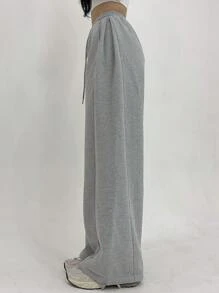 DAZY Pantalones de chándal de mujer de unicolor con bolsillo suelto, cintura ajustable y pliegues, pantalones amplios, joggers de mujer