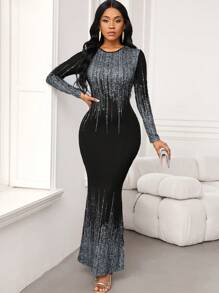 SHEIN Lady Women's  Ground Sequin Print Dress, Party Dress