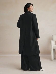 BizChic Damen Große Größen klassische schwarze Pendler Jacke mit Fransen